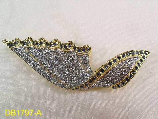 DESIGNER NICKEL FREE 209 Blue & Clr CRYSTAL pin brooch